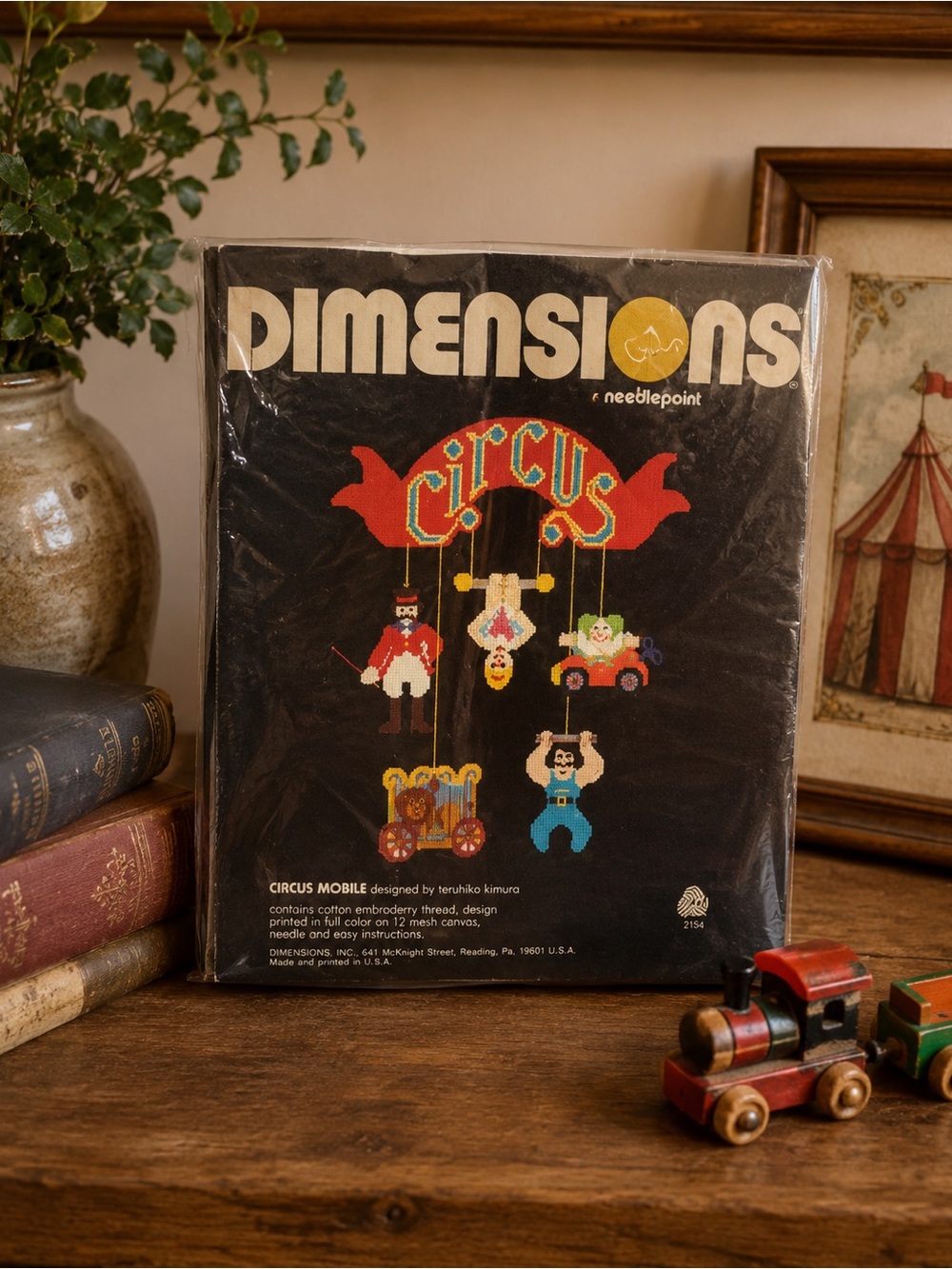 Dimensions vintage sealed  "Circus Mobile" needlepoint kit (No. 2154)